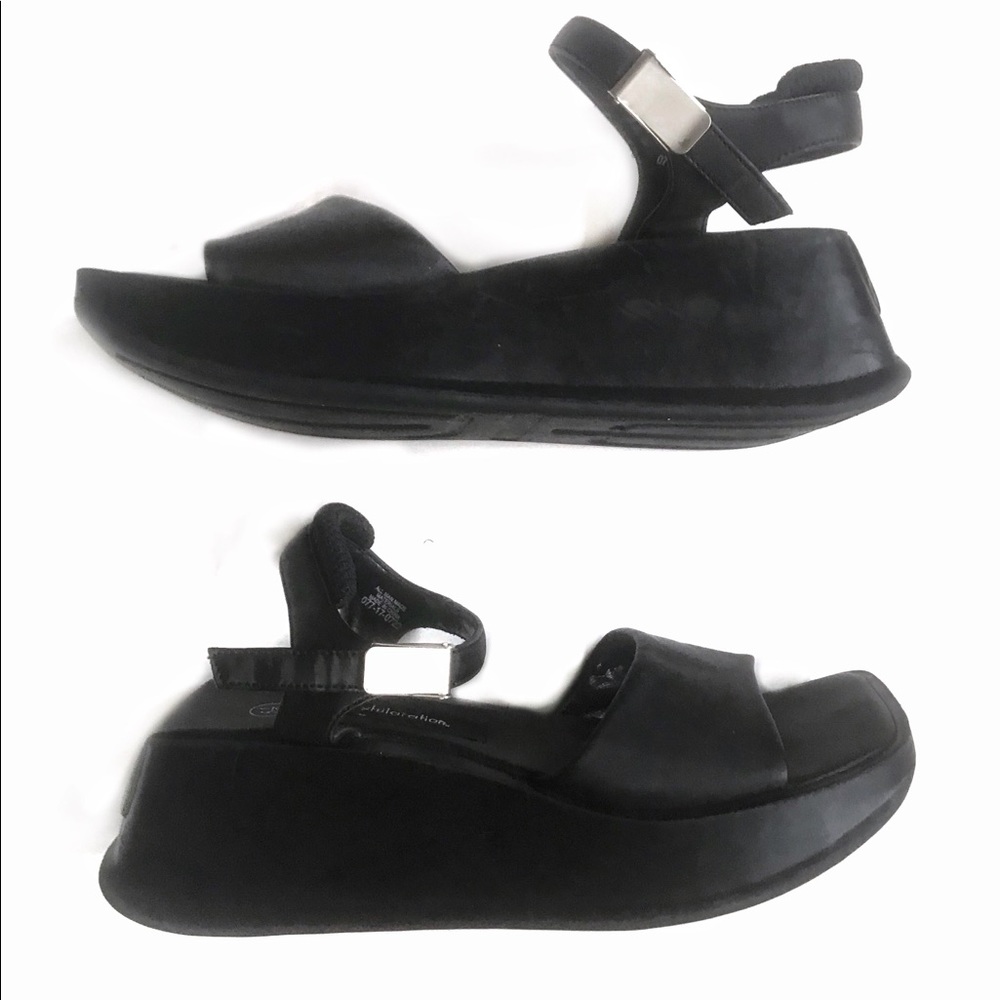 🇫🇷Vintage Black Platform Sandals 90s 5.5